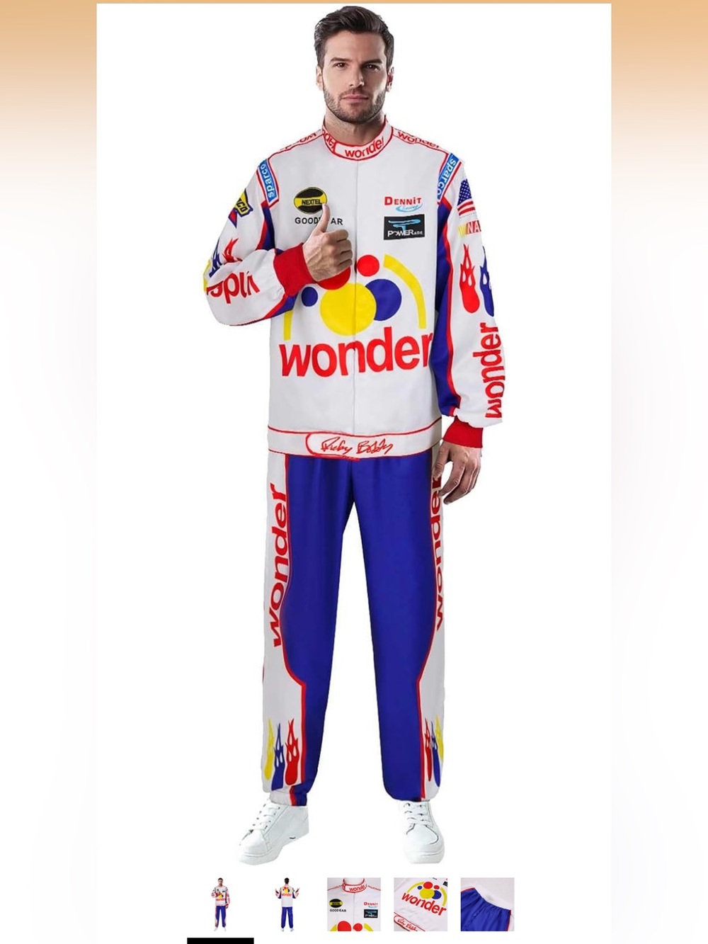 Men Ricky Bobby Talladega Nights Racing Costume Suit 2xl preowned